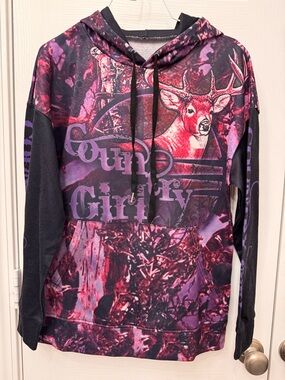 Country Girl Graphic Hoodie Sweatshirt - Pink & Purple